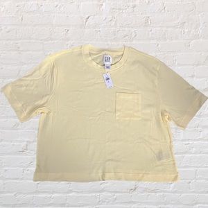 🆕 Gap lemon yellow pocketed short sleeve boxy cut crop top